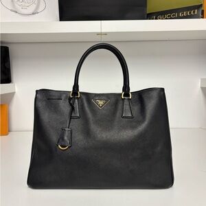 Prada Black Large Galleria Leather Tote with Gold Hardware
